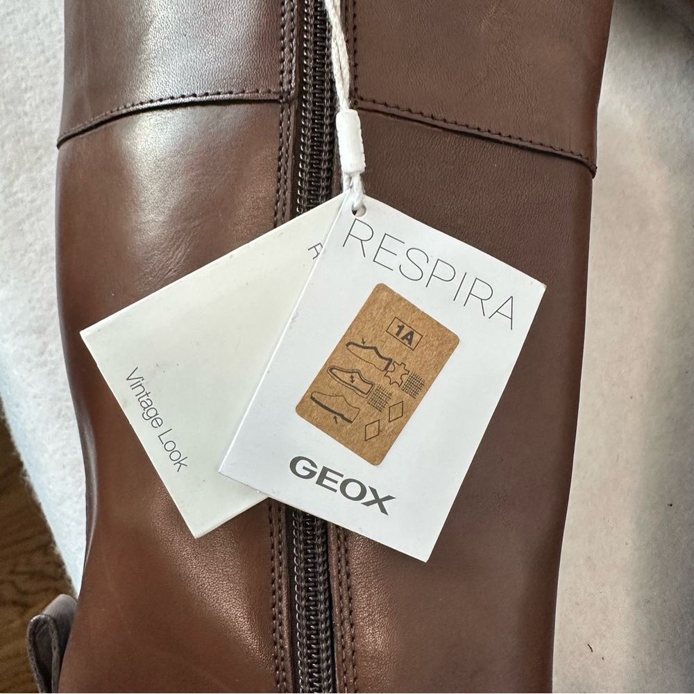 Geox Respira Eleana Brown Leather Lug Sole Combat Moto Boots EU40/US10 - Picture 11 of 13